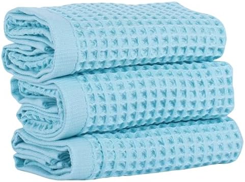 PÜSKÜL Natural 100% Turkish Cotton Waffle Hand and Kitchen Towels Set of 3 by P%C3%BCsk%C3%BClTextile