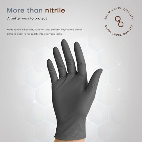 SUPER+ Black Nitrile Gloves HEAVY DUTY 6 Mil Disposable Chemical Resistant - Image 3