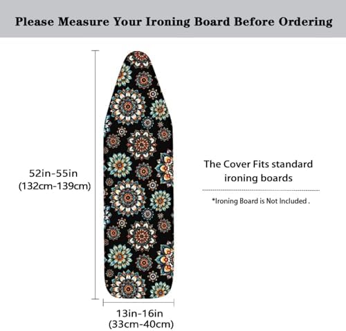 15x54 Inch Ironing Board Cover, Bohemian Mandala Flower Printed Ironing Board - Image 5