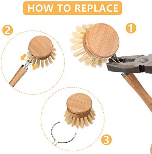 Patelai 8 Pcs Dish Brush with Wood Handle, Natural Dish Scrubber Brush - Image 5