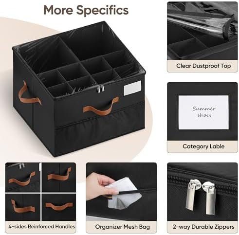 Shoe Organizer for Closet, Adjustable Storage Box Holds 32 Pairs - Image 5