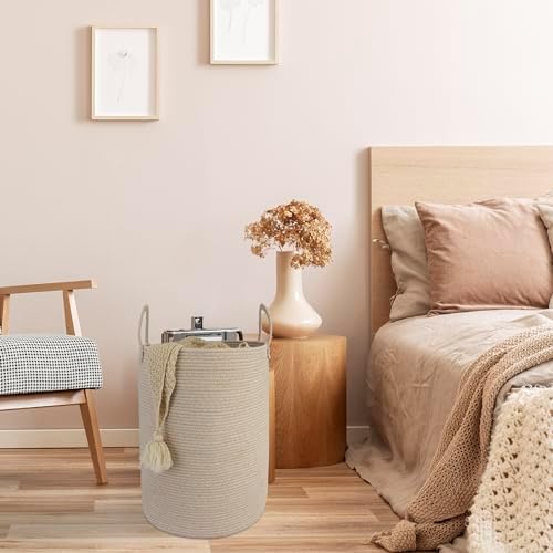 XUANGUO Cotton Rope Laundry Basket Hamper - Image 5
