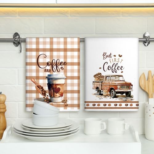 VitalCozy 6 Pcs Coffee Kitchen Towels Decorative Set Brown Dish Towels - Image 5