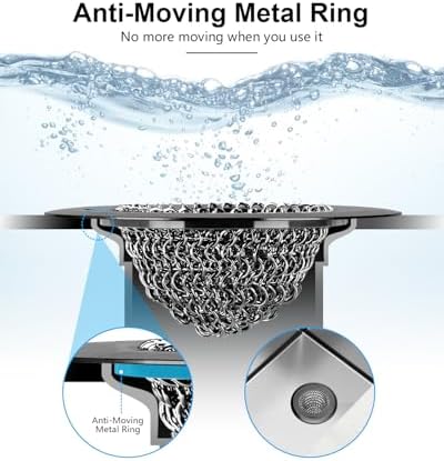 Upgraded Sink Drain Strainer, Patented Reversible Chain Mail Mesh - Image 4