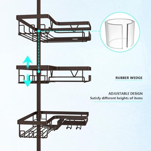 DAOYA Corner Shower Caddy Tension Pole Bronze Tension Rod Shower Organizer - Image 2
