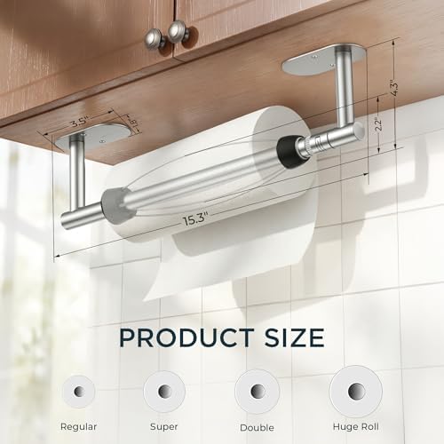 FORIOUS Paper Towel Holder Under Cabinet, One Hand Tear - Image 3