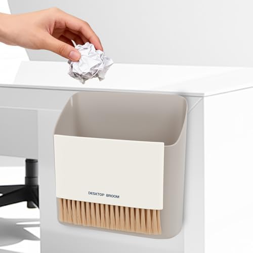 Mini Trash Can Broom Dustpan: Small Hangable Compact Garbage Lint Bin by EazziSwitch
