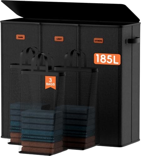 185L Laundry Hamper 3 Section, Laundry Hamper by Vexalora
