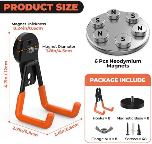 Large Strong Magnetic Hooks Heavy Duty, Garage Magnet Hooks Strong Storage - Image 2