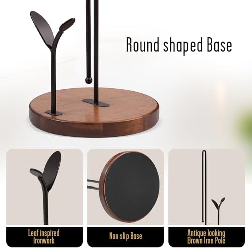Wooden Paper Towel Holder Countertop, Round Base - Image 5