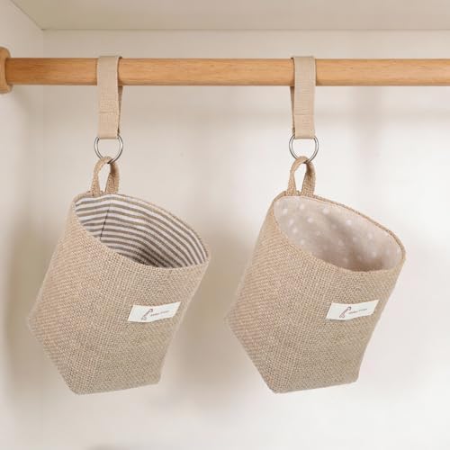 2 Pack Hanging Basket for Door, Small Jute Wall Storage, Hanging Storage Bags - Image 7