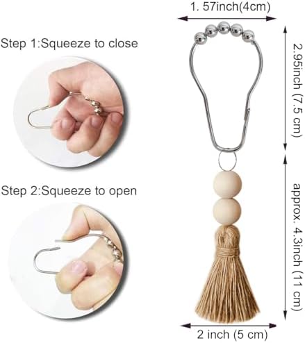 Boho Shower Curtain Hooks Rings Rustproof, CHICTIE Nautical Decorative Shower - Image 3
