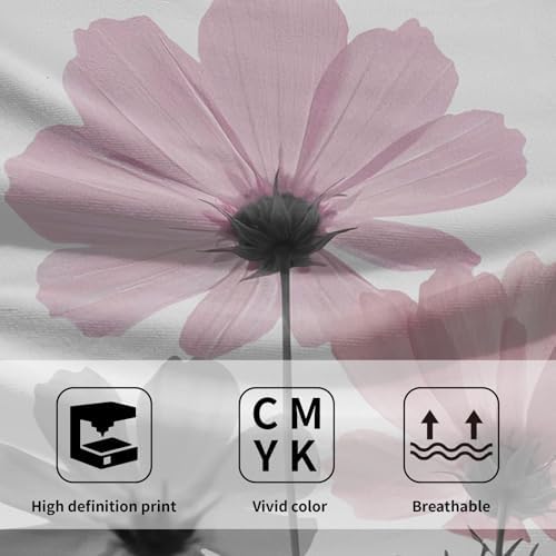 Pink Gray Flower Hand Towels for Kitchen Bathroom 2 Pack Bath Towels - Image 3