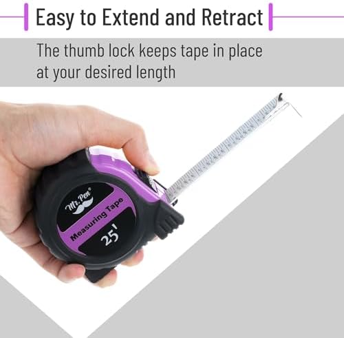 Mr. Pen- Retractable Tape Measure 25 ft, Pastel Purple, Easy Read - Image 5
