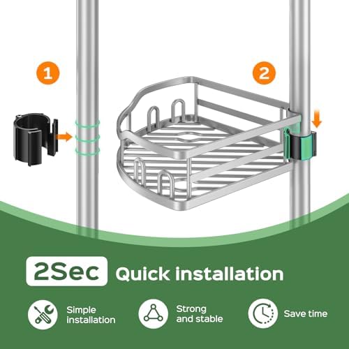 HAMITOR Shower Caddy Tension Pole: Rustproof Quick Install Standing Corner - Image 6