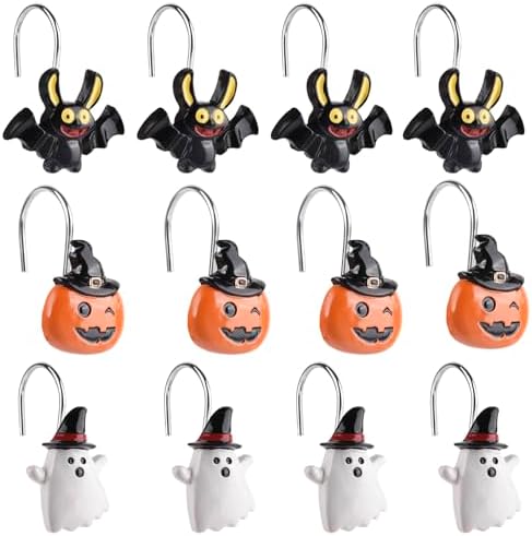 Halloween Decoration Shower Curtain Hooks 12Pcs Halloween Shower Rings - Image 6