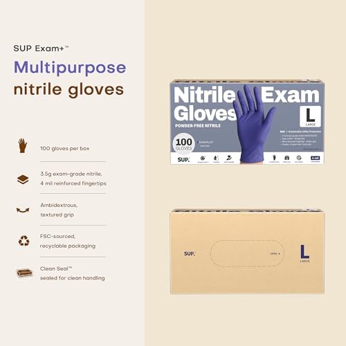 SUP Powder-Free Nitrile Exam Gloves, 100/1000 Ct Food Safe Latex-Free Medical - Image 6