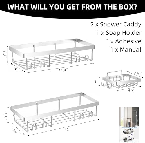 Moforoco 3-Pack Shower Caddy Basket Shelf - Image 7