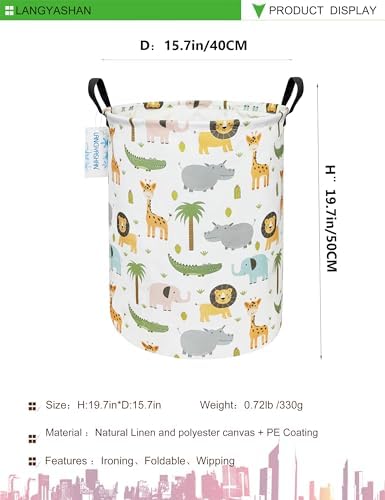 Round Laundry Basket Collapsible Storage Hamper Organizer Animal - Image 2