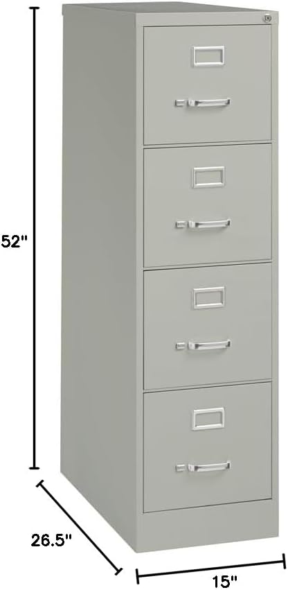 Scranton & Co 52" x 26.5" Modern Metal Letter Vertical Filing Cabinet with 4 Drawers & Core-Removable Lock, Fully Assembled Steel Construction, in Light Gray Finish