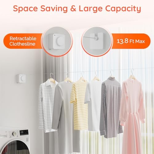 Retractable Clothesline Indoor, Non-Sagging Outdoors Clothesline Retracting - Image 2