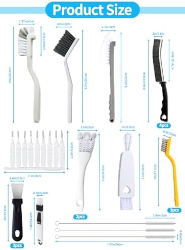 20Pcs Crevice Cleaning Brush Set, Hard Bristle Scrub Brushes - Image 2
