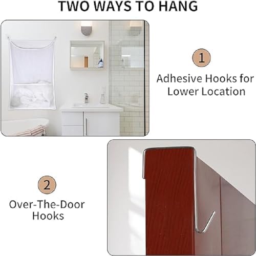 Hanging Laundry Hamper, Over The Door, Whiet 2 Pack - Image 6
