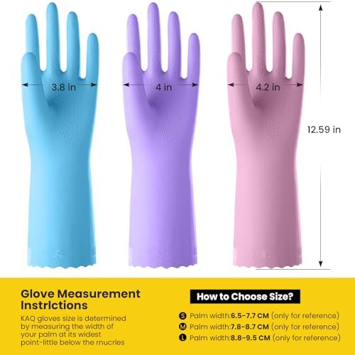 KAQ Rubber Kitchen Dishwashing Gloves: 4 Pairs Reusable Household Cleaning Glove - Image 7