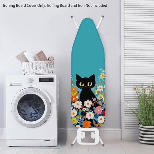 Colorful Flower Black Cat Plaid Ironing Board Cover Iron Pad Covers Resist - Image 3