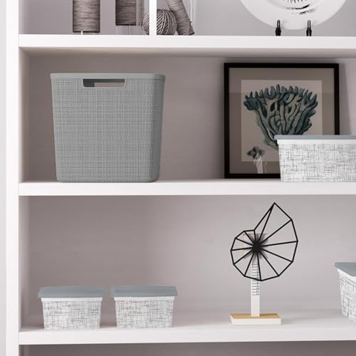 Curver Set of 4 Large Cube 17L Jute Decorative Plastic Organization and Storage - Image 3