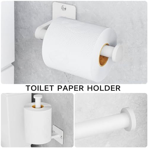 KLJKPA Bathroom Accessories Set, 4-Piece White Bathroom Hardware Set - Image 4