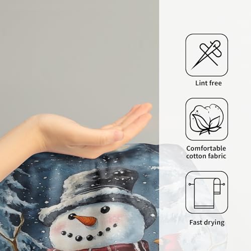 Winter Snowman Hand Bath Towel 2 Packs 28x14 inch Xmas Snow Snowflake Red Bird - Image 4