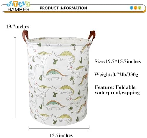 NTAOHAMPER Dinosaur Laundry Hamper, laundry Basket, Waterproof Storage Bin - Image 5