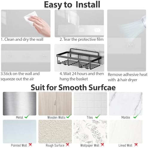 Liuoud 5 Pack Shower Caddy for Inside shower, Dark Grey Bathroom Storage - Image 7