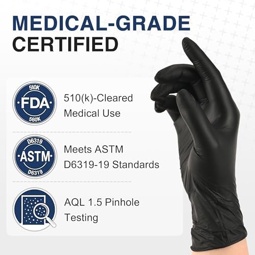 Schneider Black Nitrile Gloves, Gloves Disposable Latex Free, Powder Free - Image 2