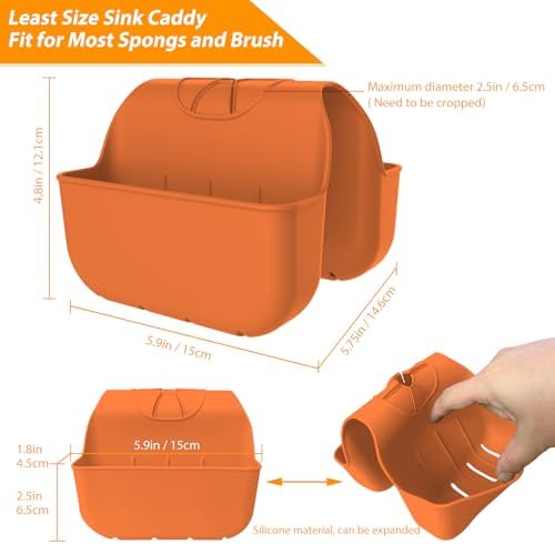 Sponge Holder for Kitchen Sink, Silicone Sink Saddle Caddy Organizer Rack - Image 2