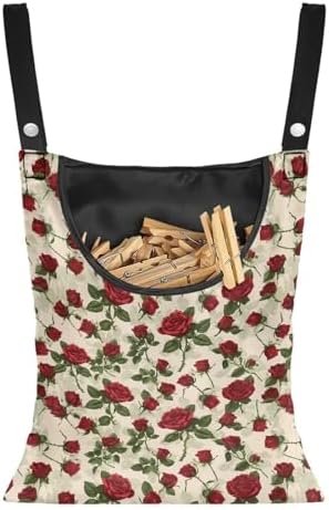 Rose Clothespin Bag Fashion Hanging Storage Organizer Clothes Pin Bag by CREAMIC