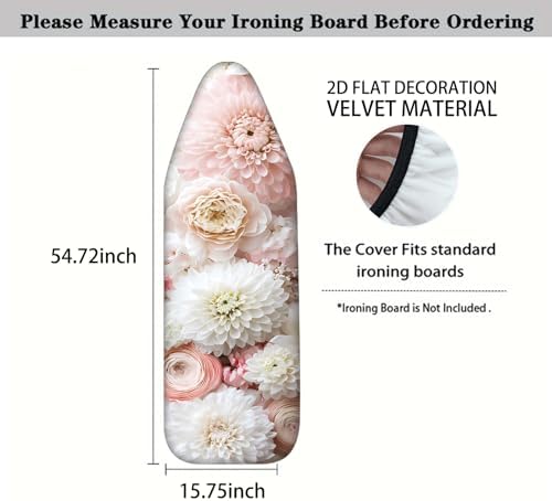 Nuxovilar Pink White Blooming Flowers Ironing Board Cover 15x54 - Image 4
