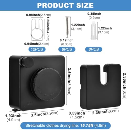 15.7Ft Retractable Clothesline Indoor, Non-Sagging Outdoor Clothesline - Image 3