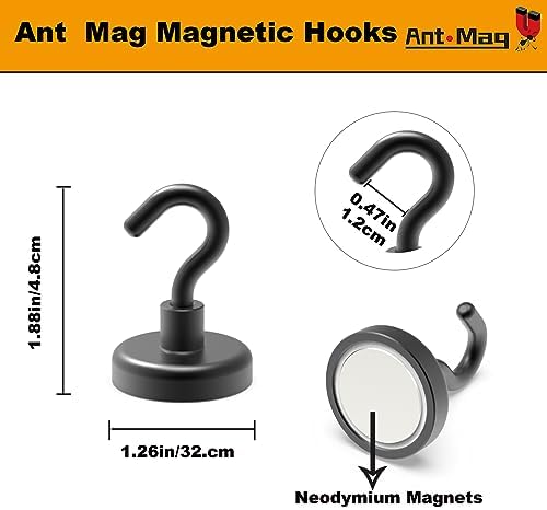 Ant Mag Strong Magnet Hooks for Hanging 80LBS Heavy Duty Neodymium Hooks Used - Image 2