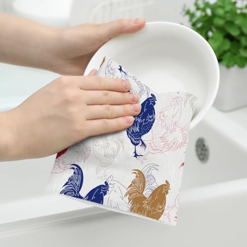 Rooster Chicken Kitchen Towels Set of 2 Farmhouse Dish Towel 16"x24" - Image 4