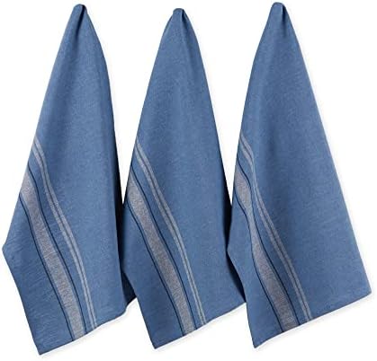 DII French Stripe Dishtowels, Kitchen Collection, 20 x 30, Chambray Blue by DII