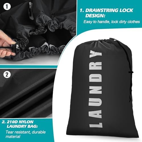 Isink Laundry Bag, 2 Pack Travel Laundry Bags - Image 2