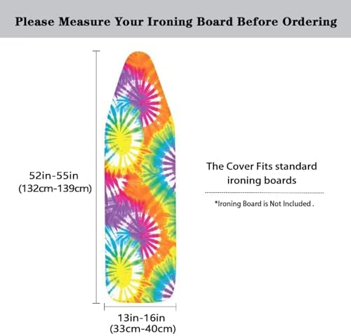 Rainbow Tie-Dye Swirl Steam Ironing Board Replacement Cover, Trippy Style - Image 5