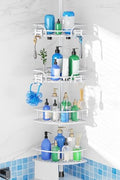 HAMITOR Corner Shower Caddy Tension Pole, Bathtub Adjustable No-Drill Shelf by HAMITOR