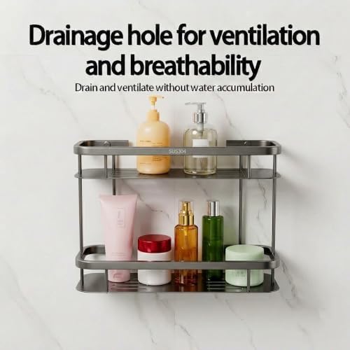 Corner Shower Caddy, 201 Stainless Steel Bathroom Shelf Organizer, Wall Mounted - Image 4
