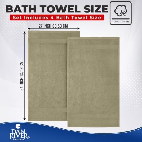 DAN RIVER 600 GSM Cotton Large Bath Towels Set of 4, 27 x 54 Inches - Image 2