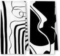 Abstract Black and White Kitchen Towels Set of 2, Modern Minimalist Wavy Line by Unknown