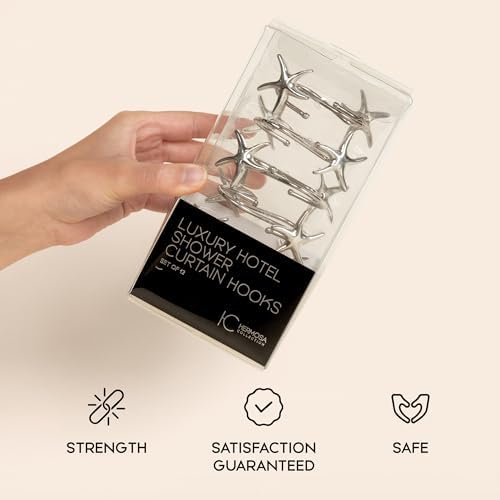 Starfish Shower Curtain Hooks – 12-Pack Decorative Chrome Bathroom Hooks - Image 2