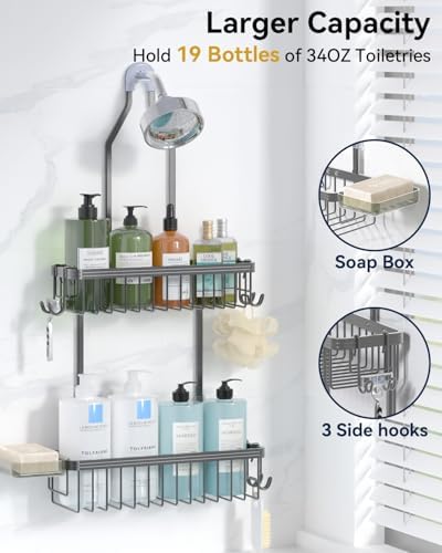 YASONIC Never Rust Shower Caddy Hanging, Aluminum Shower Racks - Image 3